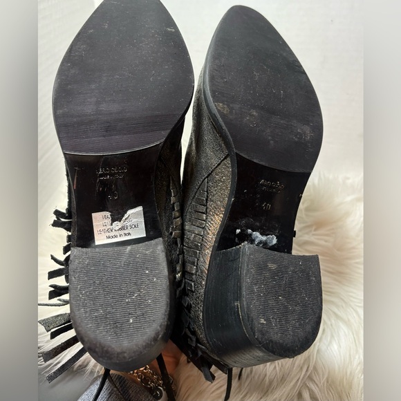 GIANLUCA TOMBOLINI Silver Metallic Leather Fringe Ankle Boots - Picture 7 of 9